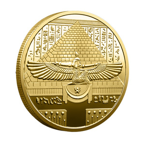 Moneta commemorativa egiziana tradizionale placcata in oro, fusione a pressione, a doppia faccia, con design della piramide di Tutankhamon, da collezione - Product Image 2