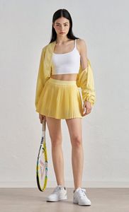 FITVOLT Jupe-short de yoga plissée unie pour femme, taille haute élastique, coupe ajustée, avec poches, doublure anti-transparence, extensible dans les quatre sens - Product Image 5