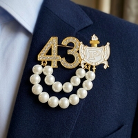 Broche en perles de plastique plaquées or de 8 mm avec lettres grecques en strass, organisation de la sororité PHILO 1943, pour cadeau de mariage
