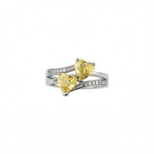 Bague en argent 925 avec pierre précieuse jaune en forme de cœur romantique pour femme, sertie de griffes, bijoux de fiançailles JS-XYH-10008 - Product Image 1