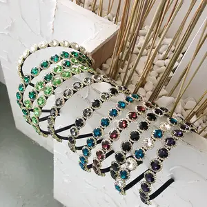 LRTOU toptan yeni kadın moda Hairband saç aksesuarları şık Metal renkli Rhinestone kristal saç bandı bantlar