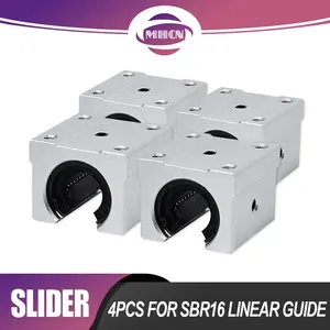 Trilho de suporte linear de alumínio, trilho guia linear de eixo caixa de escorregamento SBR-16 uu diâmetro interno 10 mm parafuso hole4-M5
