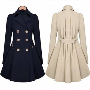 Spot vente en gros européen américain Slim Fit Long manteau de banlieue commerce extérieur grande taille <span class=keywords><strong>femmes</strong></span> printemps automne Trench Double - Product Image 3
