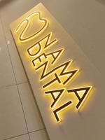 Pantalla de logotipo de la empresa, espejo dorado retroiluminado 3D, letras de canal iluminadas Led de acero inoxidable, letrero Led personalizado para dentista, letrero Led
