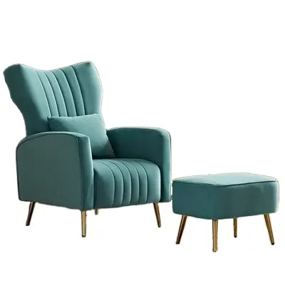 Modern Accent lounge chair Estofados Veludo leitura poltrona sofá de tecido único com moldura de madeira para casa Fire Place Apartamento