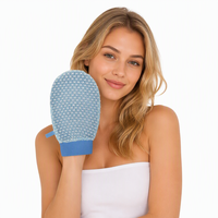 Gant de bain double face Blue Diamond, style moderne marocain, pour gommage Hammam, en viscose, polyester, charbon de bambou, ovale, pour le corps