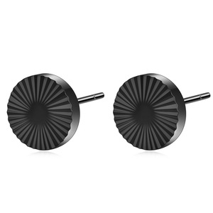 <b>Stud</b> <b>Earrings</b> 8mm Round Sunburst Stainless Steel Gold For Women Gift - Product Image 5
