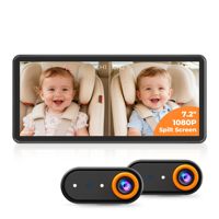 Moniteur pliable pour bébé et animal de compagnie de 6,8 pouces, double caméra, vision nocturne 1080p
