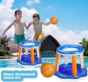 Venta al por mayor piscina aro de baloncesto, piscina-Flotador de piscina inflable, Red de voleibol y aros de baloncesto, juguetes de juego de natación