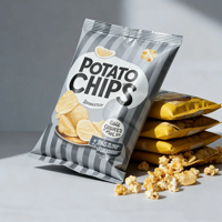 Sacs à collation transparents personnalisés avec logo imprimé en gravure, résistants à l'humidité, en PET, refermables avec fermeture éclair, scellés sur le côté arrière, pour chips de pommes de terre
