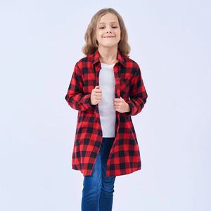 Vêtements pour enfants, chemises longues d'automne pour enfants, chemises à manches longues en flanelle chaude, chemises en flanelle à carreaux pour filles - Product Image 2
