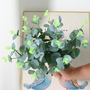 JCF388 nouveauté vente en gros tige unique artificielle ronde 34cm feuille d'eucalyptus avec baie vraie touche pour le jardin - Product Image 2