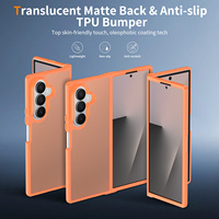 Étui de téléphone magnétique translucide antichoc en soie douce et toucher soyeux, couleur orange tendance, pour Samsung Z Fold 7 8 Ultra, avec emballage personnalisé et logo