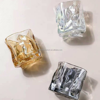 Pot à bougie en verre vide de 200/240 ml à surface torsadée et incurvée, pots à bougie en verre transparent/gris/arc-en-ciel/ambre/bleu pour la fabrication de bougies