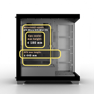 Logotipo personalizado Panel lateral de vidrio templado doble Torre media ARGB Ventiladores de iluminación LED Material de aleación de aluminio ATX Gaming <span class=keywords><strong>Case</strong></span> PC en stock - Product Image 5