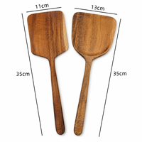 Ensemble de 2 spatules en bois naturel, ustensiles de cuisine avec tête large de 11 cm et 13 cm pour la friture, écologiques, pour un usage domestique