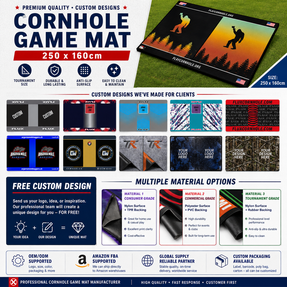 Custom Cornhole Mat Personalized Cornhole Playing Mat for Backyard ...