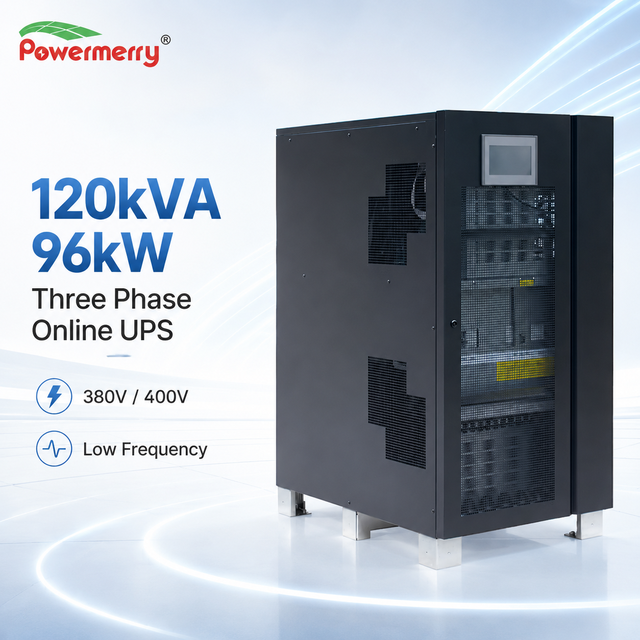 120kVA 96kW Three Phase Online UPS 380V 400V Low Frequency Lead Acid Battery for Industrial Medical Data Center Backup Use Safe