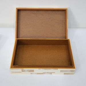 Оптовая продажа, декоративные коробки с белыми мраморными вставками, клетчатые, деревянные полосатые ювелирные изделия, Подарочная коробка для хранения сокровищ - Product Image 4