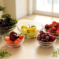 Lot de 5 bols en verre sans plomb, ronds, pour le stockage des aliments (céréales, soupes, salades, pâtes, riz, flocons d'avoine, fruits)