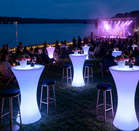 Nouvelle table et chaise de cocktail LED à 16 couleurs changeantes, mobilier de fête rechargeable, mobilier d'extérieur lumineux pour les événements de mariage