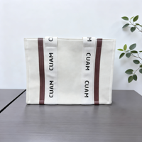 Sac fourre-tout en coton biologique durable de qualité supérieure avec poignée en ruban imprimé et logo personnalisé pour une campagne marketing de marque de luxe