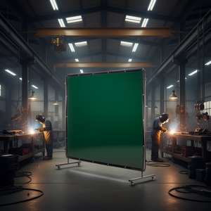 Écran de protection en vinyle vert foncé à 3 panneaux de 6 x 8 pieds pour machines-outils industrielles - Product Image 2