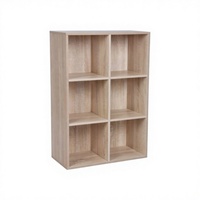 Armoire de rangement pour meubles de maison à six compartiments de couleur bois clair pour la chambre d'enfant, jouets et articles divers, présentoir créatif