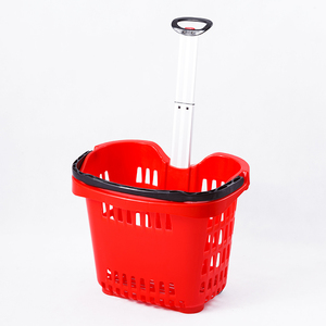 Carrello della spesa di rotolamento del supermercato con ruote di plastica cestini del negozio di alimentari - Product Image 5