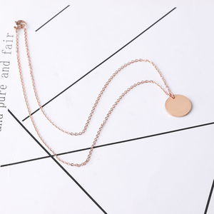Collar con colgante redondo de espejo liso para grabar, de acero inoxidable pulido, tipo moneda, para regalo DIY - Product Image 4