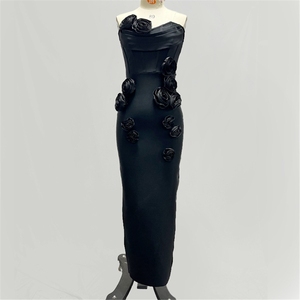 ZHEZHE Luxury Quality Women <strong>Sexy</strong> <strong>Party</strong> 3D Floral Unique Tube Bandage Maxi Dress Sleeveless Slim Fit Elegant Evening Long Dresses - Product Image 5