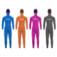 DIVESTAR Logo Kustom Warna-warni Kain Neoprena 3MM Dua Bagian Lengan Panjang Profesional Freediving Tahan Air Ukuran Besar Wetsuit