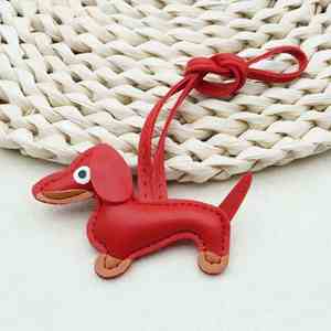 Porte-clés tendance et très vendu, pendentif chien saucisse 5 cm en cuir PU avec cordon, pour sac, voiture, ou comme cadeau - Product Image 3