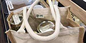 Sacs de courses réutilisables portables de grande capacité écologiques avec logo personnalisé, sac en toile de coton 100% vierge, sac en jute, sac fourre-tout - Product Image 4