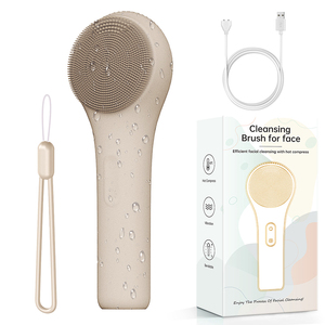 <b>Heating</b> and 5 Gears Adjustable Vibrating Baby Food Grade Silicone Face Brush IPX7 Waterproof Face Cleaner - Product Image 6