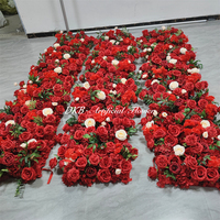 Dekorasi Bunga Sutra Burgundy Desain Floral Buatan Khusus untuk Gapura Pernikahan, Bunga Kustom untuk Dekorasi Meja Pesta