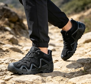 Lightweight <b>Waterproof</b> Low Cut Tactical Shoes For Men Artificial Nubuck Non Slip Shock Absorbing Outdoor Trekking boots for men - Product Image 1