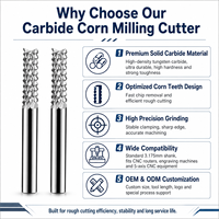 Fresa de Carburo Sólido con Dientes de Maíz para Fresadora CNC, Brocas para Fresado de PCB, Fibra de Carbono y Fibra de Vidrio