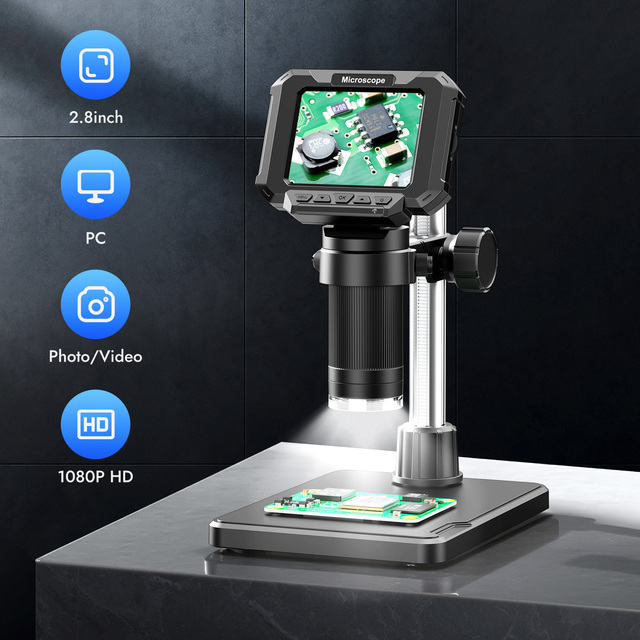 2.8" LCD USB Digital Microscope 1000X Coin Magnifier Stereo Electron Microscope 1080P PC View Compatible with Windows