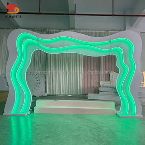 LEDA Modern White Wave LED Arch <b>Backdrop</b> Acrylic Wedding Entrance for <b>Party</b> Events Decor - Product Image 4