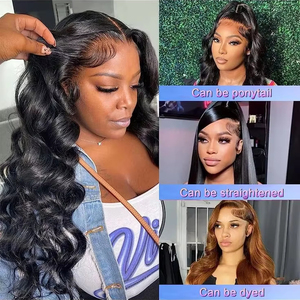 Giá Rẻ Brazil Cơ Thể Sóng Ren Phía Trước Tóc Giả Tóc Con Người Pre Ngắt HD Glueless 13X4 13X6 Đầy Đủ Ren Phía Trước Tóc Giả Cho Phụ Nữ Da Đen - Product Image 3