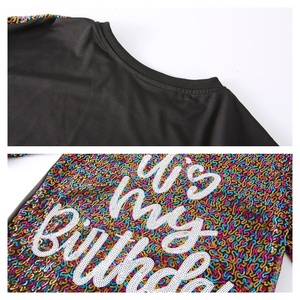 Mini abiti da festa con paillettes è il mio compleanno abito corto con stampa Casual da donna abito largo in Jersey con paillettes t-shirt Streetwear - Product Image 6