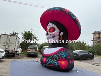 Tête de sorcière gonflable géante et colorée avec boucles d'oreilles, tête de crâne gonflable pour la décoration de fête d'Halloween