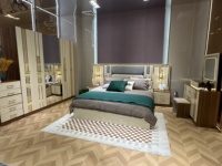 Ensemble de meubles de chambre à coucher King Size au design moderne et simple avec rangement, idéal pour les appartements, ensemble de chambre à coucher en bois de luxe avec 4 tiroirs