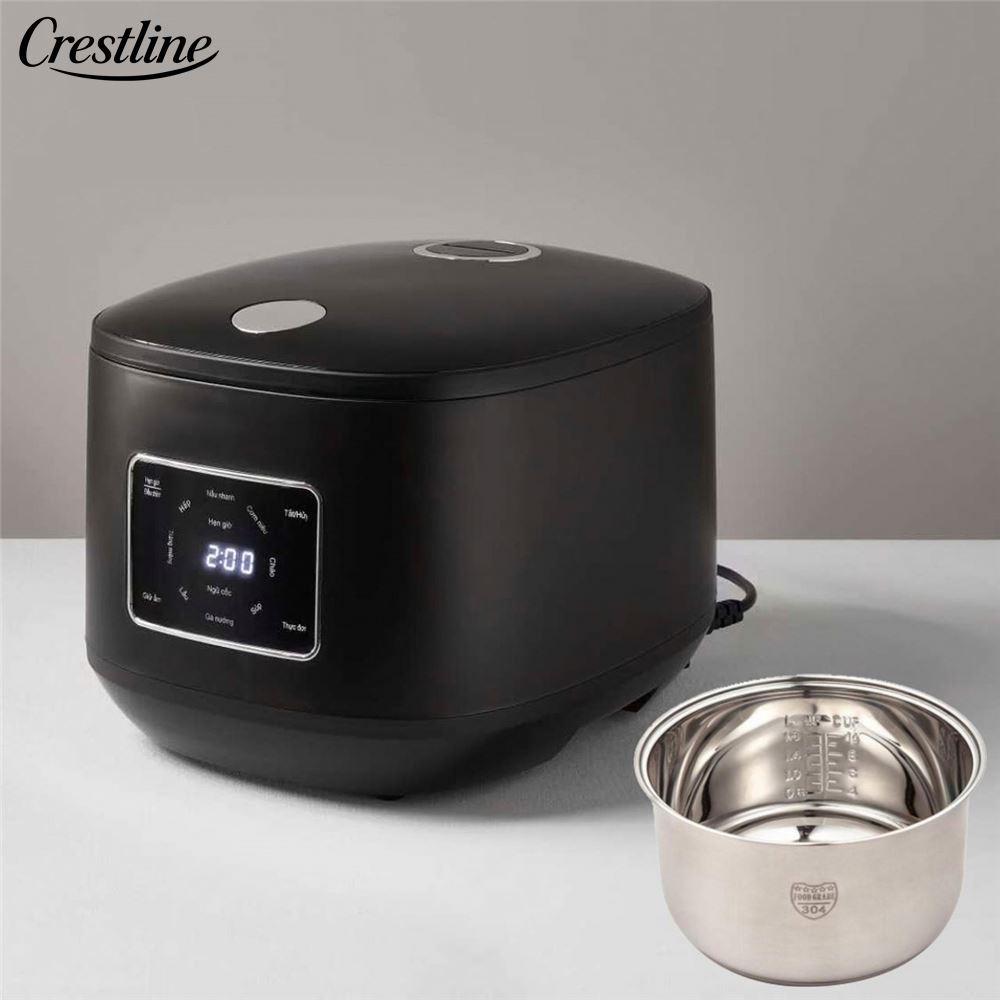 Factory Wholesale 5L Electric Smart Rice Cooker Touch Screen Control Stainless Steel Inner Pot Plastic Includes Measuring Cup