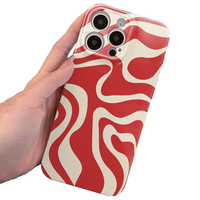 Coque de téléphone portable en PC rigide avec impression photo effet vague rouge et blanc de luxe pour iPhone Xr Xs 11 12 13 14 15 16 17 18 Pro Max