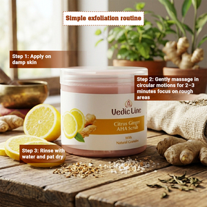 Vedic Line Citrus Ginger AHA Scrub for Deep Exfoliation Brightening Skin Renewal Body and Face Scrub Available for Sale - Product Image 5