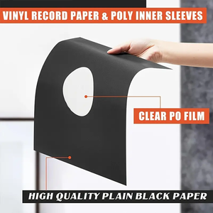 Usine en gros 12.32 pouces Poly vinyle manches intérieures papier noir 350 GSM <span class=keywords><strong>CD</strong></span> veste pour protéger votre LP avec trou - Product Image 4