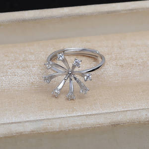 Bague ajustable en argent S925, motif soleil en fleurs, 11-12 JG5195, accessoires en perles, support vide, composants et trouvailles de bijoux - Product Image 2