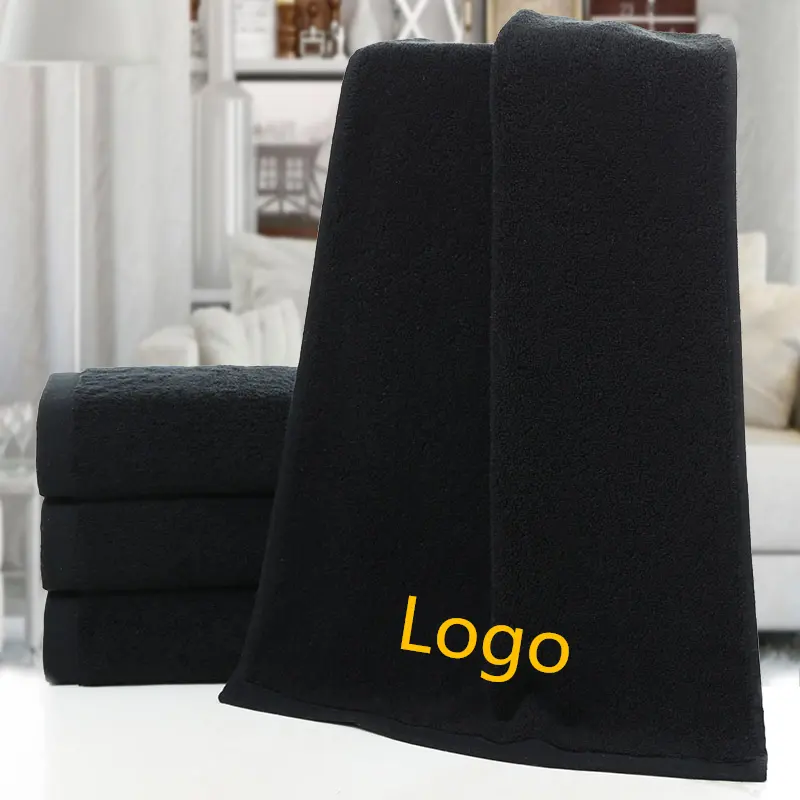 Wholesale beauty hand face bath black cotton towel black towel custom logo